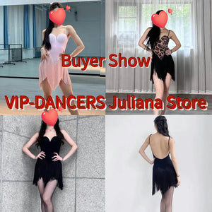 Women's Pink, Leopard Print, Black Sweetheart Neck Fringe Latin Dance Dress