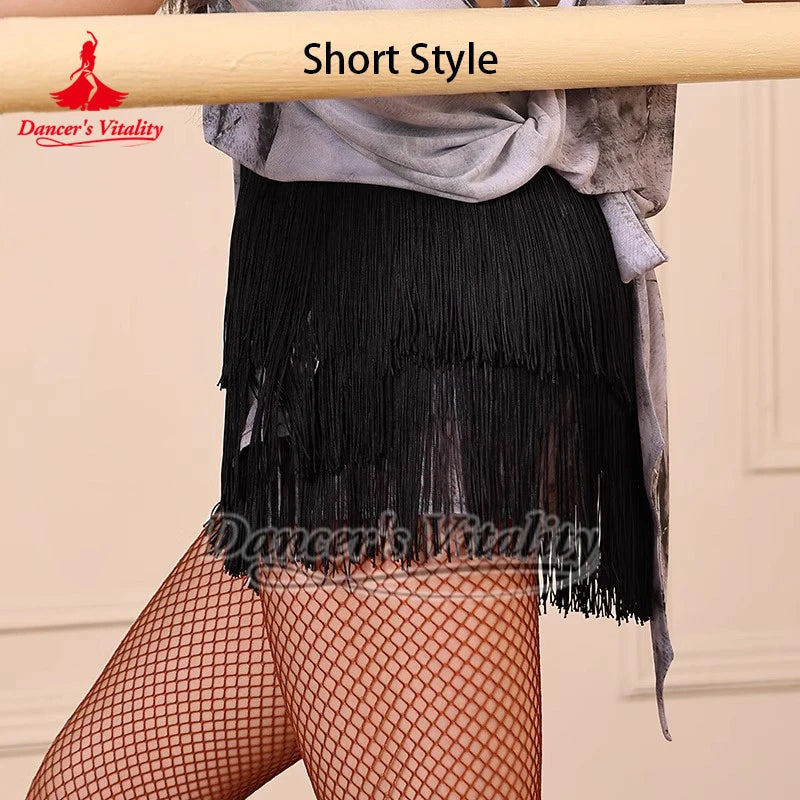 Women's Pink, Yellow, Blue Fringe Latin Dance Dress with Cut-Out Bodysuit & Headband