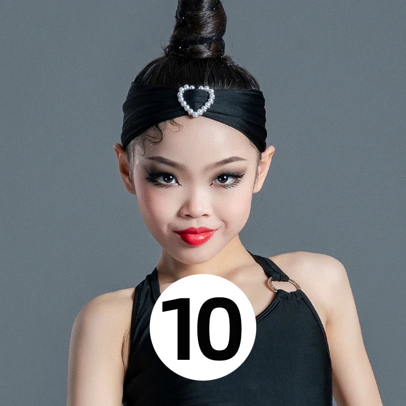 Girls' Embellished Headband for Dance, Various Colors & Animal Prints, Stretch Fabric, Heart Pearl Accent