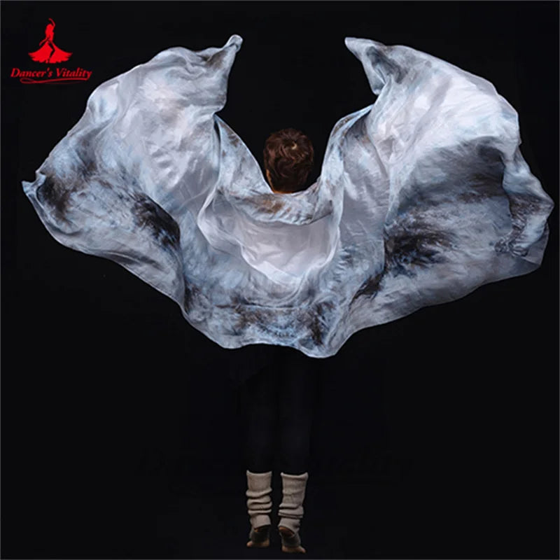 Women's Belly Dance Veil 100% Silk Dyed For Professional Performance