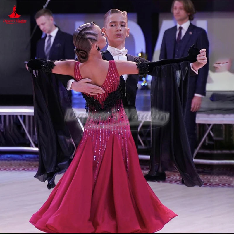 Ballroom Dance Sleeveless Full Swing Dress Customizable For Adults & Teens Waltz Foxtrot Tango Competition