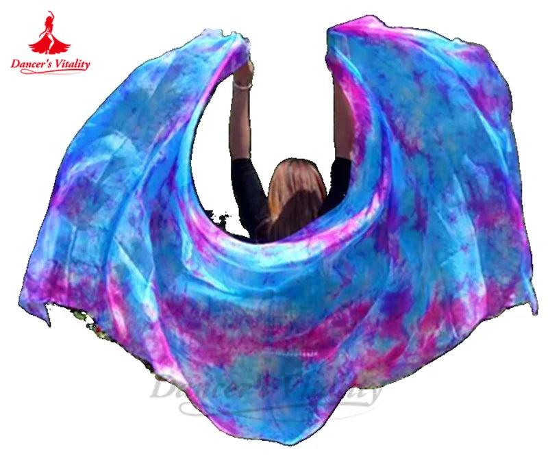 Women's Belly Dance Veil 100% Silk Dyed For Professional Performance