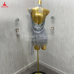 Women's Latin Ballroom Dance Dress Sleeveless For Cha-Cha Samba Rumba Jive Competition And Exam