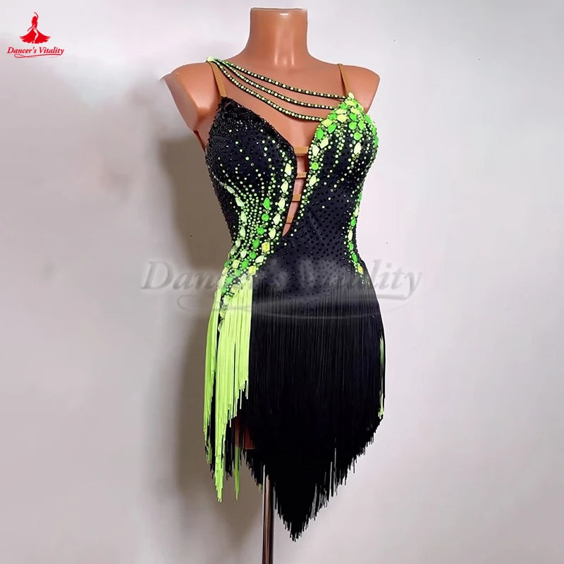 Women's & Girls' Latin Ballroom Dance Dress For Cha-Cha, Samba, Rumba Competition And Grade Exams