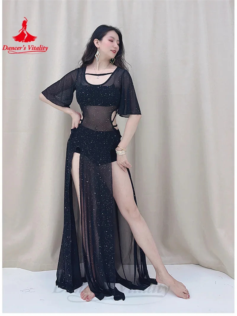 Women's Belly Dance Dress With Mesh Fabric Shaabi Baladi Saidi Style For Practice