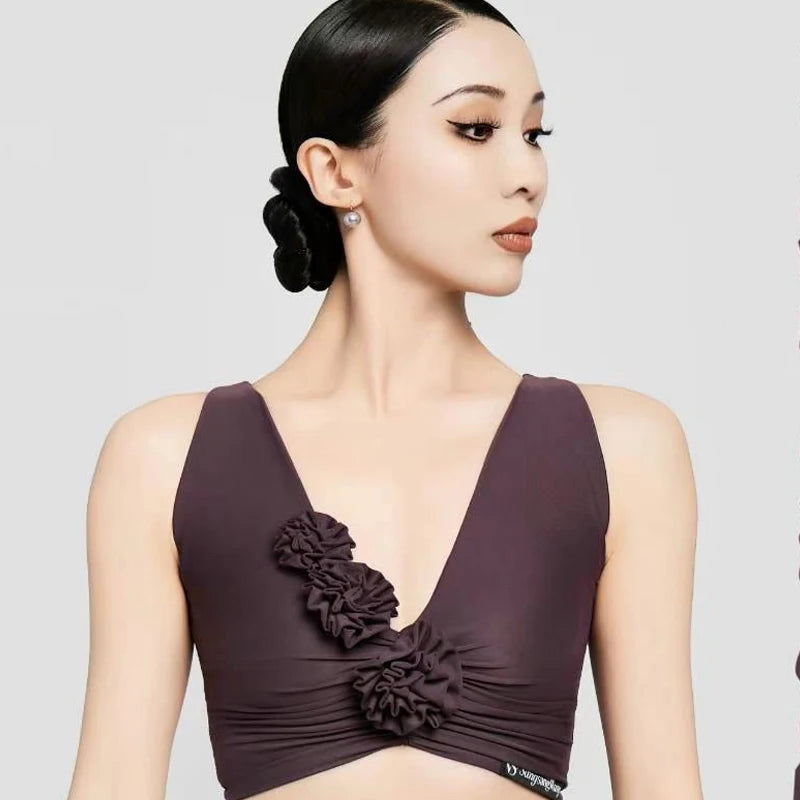 Women's Leopard Print Pink Fringe Latin Dance Dress, Mesh Sleeves