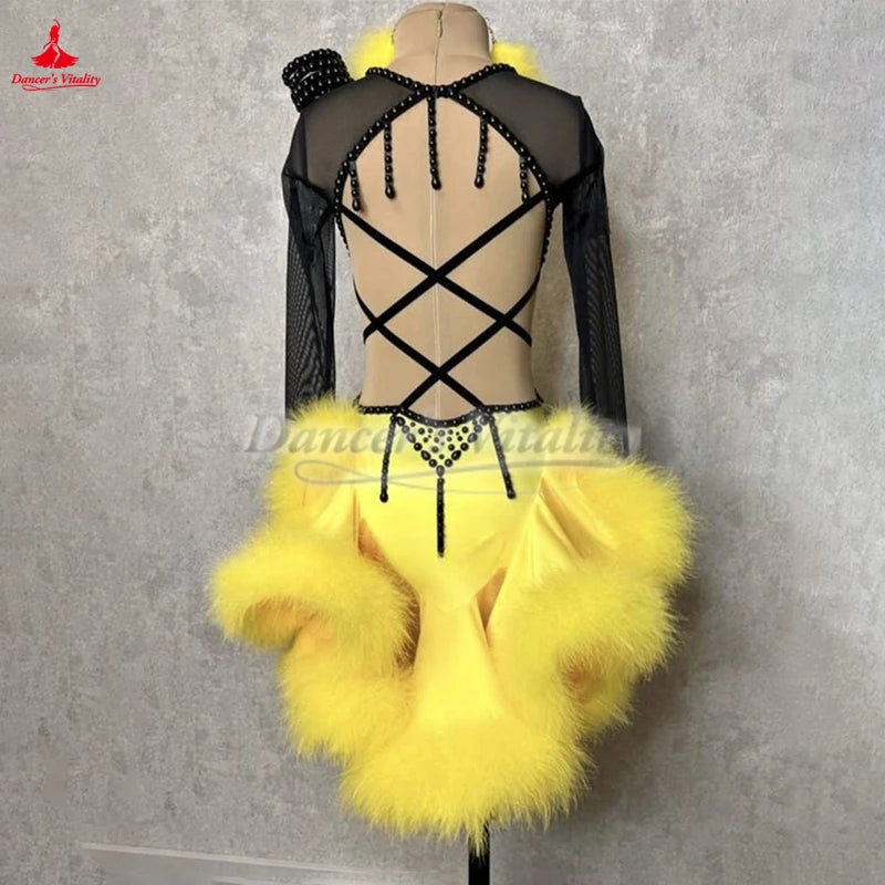 Customizable Latin Ballroom Dance Dress Cha-Cha Samba Rumba For Youth And Adults Competition