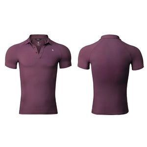Men's Black, Purple, and Gray Performance Polo Dance Shirt with Raglan Sleeves