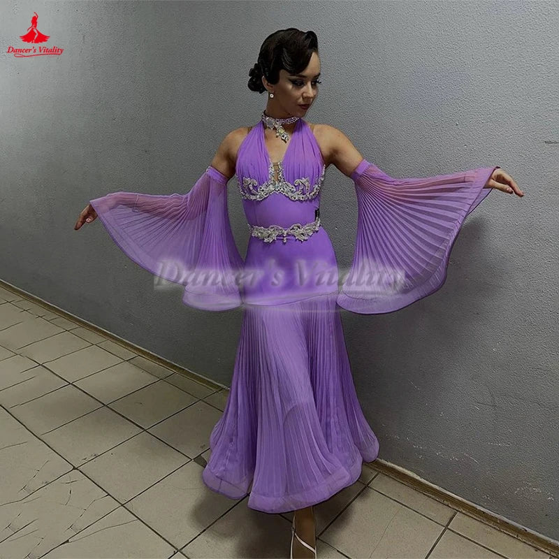 Women's Ballroom Dance Competition Dress For Waltz Foxtrot Tango Quickstep, Adult & Teen