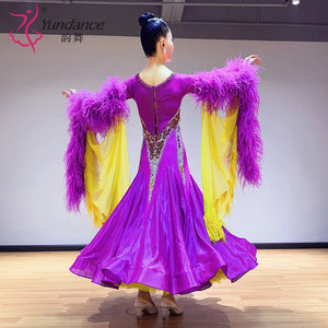 Women's International Standard Ballroom Dance Dress Satin Chiffon For Competition