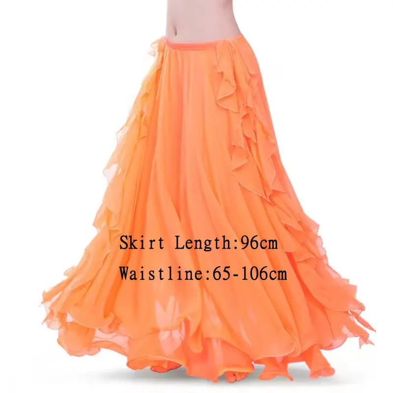 Belly Dance Skirt, Women's Royal Blue Chiffon Ruffle High Slit Maxi Skirt, Belly Dancing Performance Apparel