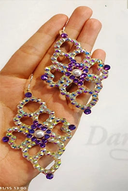 Dance Earrings Women's Iridescent AB Rhinestone Hoop Earrings, Ballroom Latin Salsa Dance Jewelry