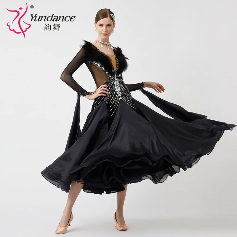 Women's International Standard Ballroom Dance Dress Pearl Silk For Competition