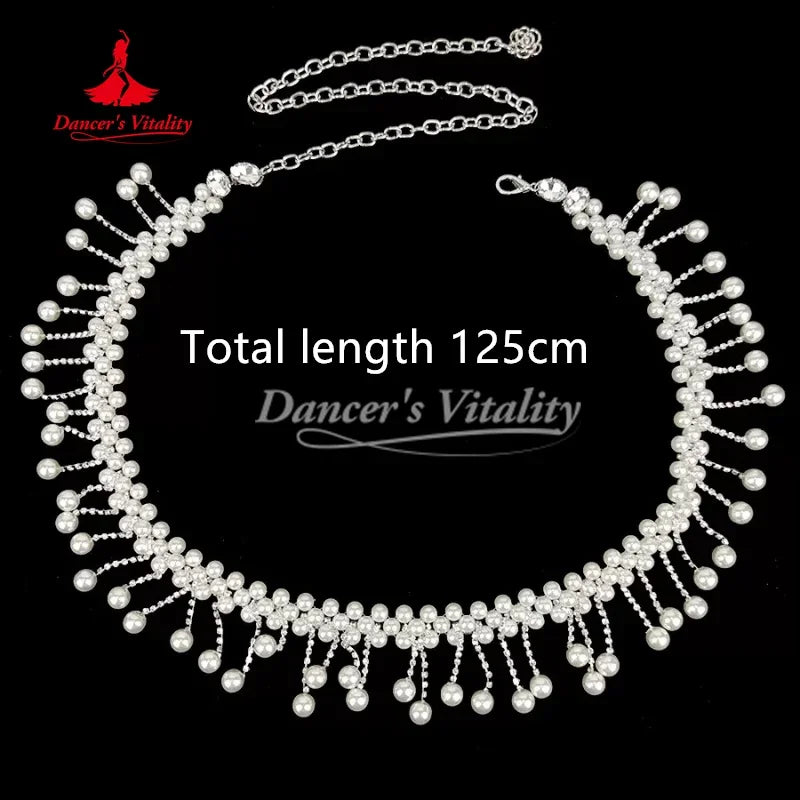Waist Chain Belt With Pearl Tassels For Belly Dance Competition Adults & Kids