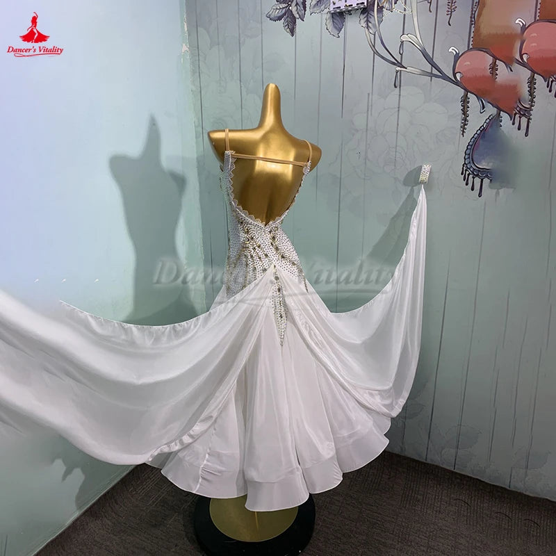 Women's Ballroom Dance Dress With AB Rhinestones For Waltz, Foxtrot, Tango Competitions Custom Made