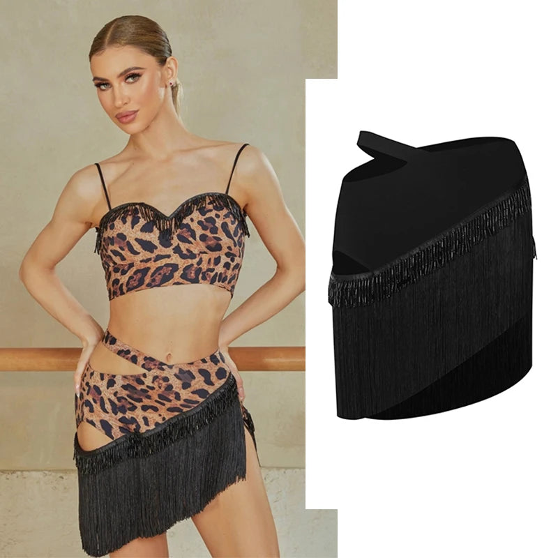Women's Black Fringe Latin Dance Skirt