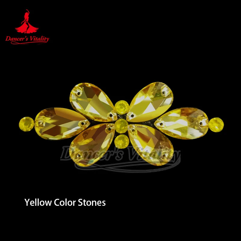 Crystal Rhinestone Applique, Red, Yellow, AB, Black, Sew-On Embellishment for Dancewear