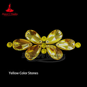 Crystal Rhinestone Applique, Red, Yellow, AB, Black, Sew-On Embellishment for Dancewear