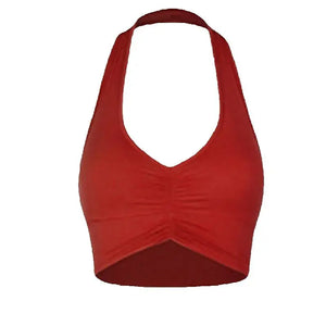 Women's Halter Neck Ruched Crop Top & Layered Fringe Latin Dance Skirt Set