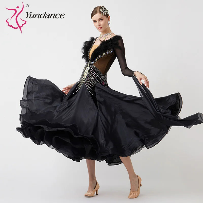 Women's International Standard Ballroom Dance Dress Pearl Silk For Competition