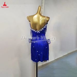 Women's Latin Ballroom Dress With Tassel Fringe For Competition And Grade Exams
