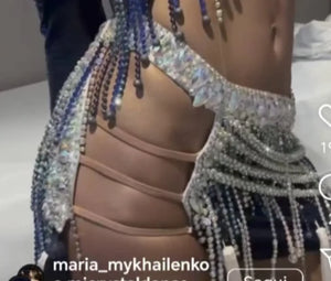 Women's Black & Silver Sequin Fringe Latin Ballroom Dance Dress