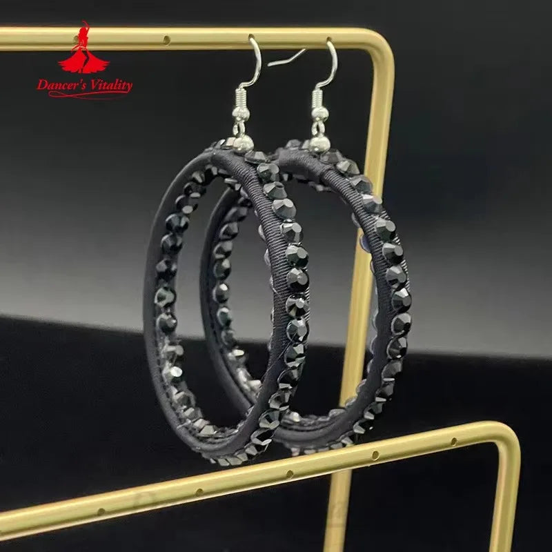 Women's Standard Ballroom Practice Dress With Polka Dot Big Swing Skirt Black For Waltz Foxtrot Tango