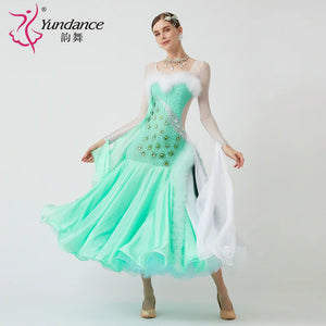 Women's Standard Ballroom Waltz Dress With Rhinestones Multicolor For Competition