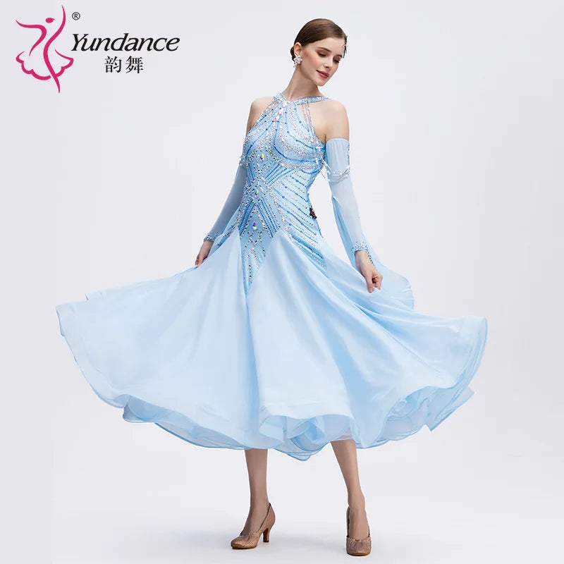 Adult Women's Long Ballroom Dance Dress For Competition And Performance