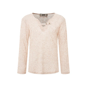 Men's Beige Ribbed Henley Long Sleeve Shirt with Black Wide-Leg Pants - Hip-Hop Dancewear