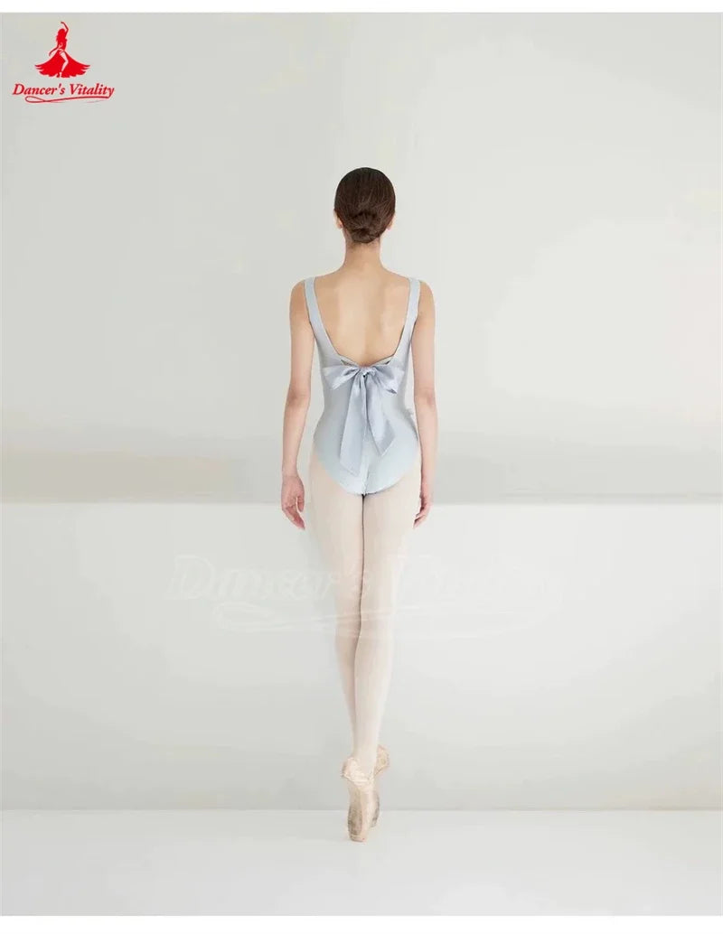 Women's Sleeveless Bow Ballet Leotard For Dance, Gymnastics, and Aerial Yoga