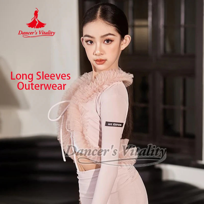 Women's White V-Neck Sport Bra and Pink High-Waisted Leggings Ballet Dancewear