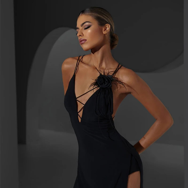 Women's Black Choker Feathered Rose, Pink Hip Feathered Rose, Burgundy Hip Feathered Rose, White Armband Feathered Rose Latin Dance Accessory