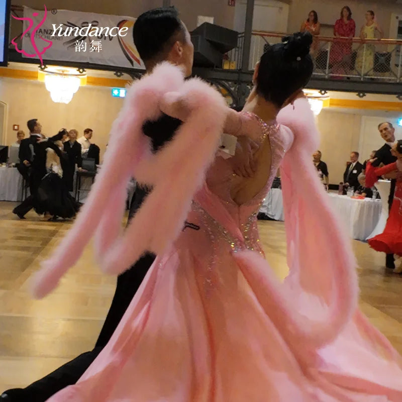 Women's Standard Ballroom Waltz Competition Dress With Rhinestones Multicolor