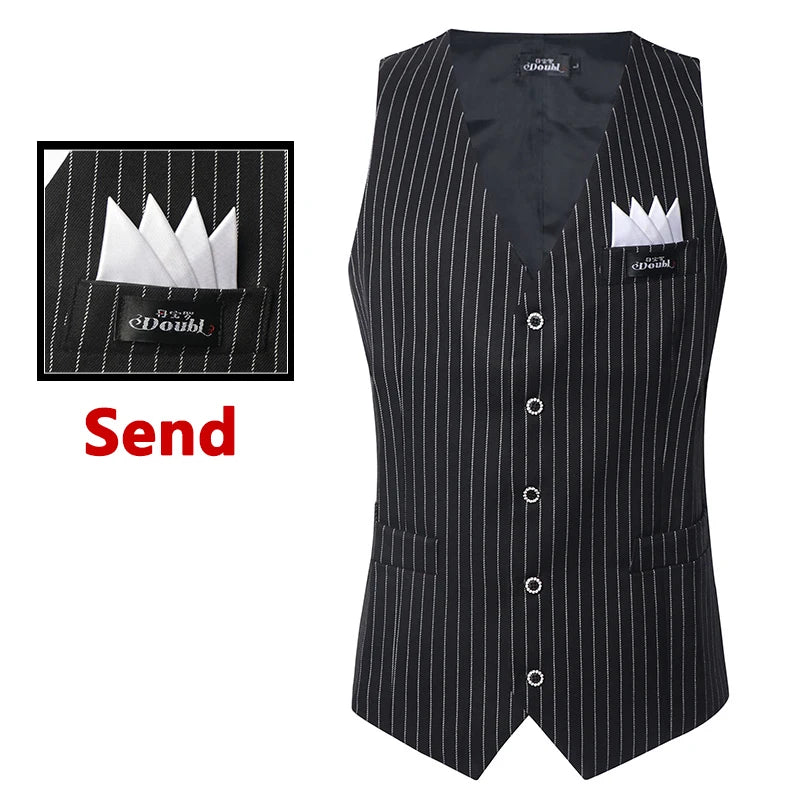 Men's Black V-Neck Button-Up Vest with Pockets for Ballroom Dance