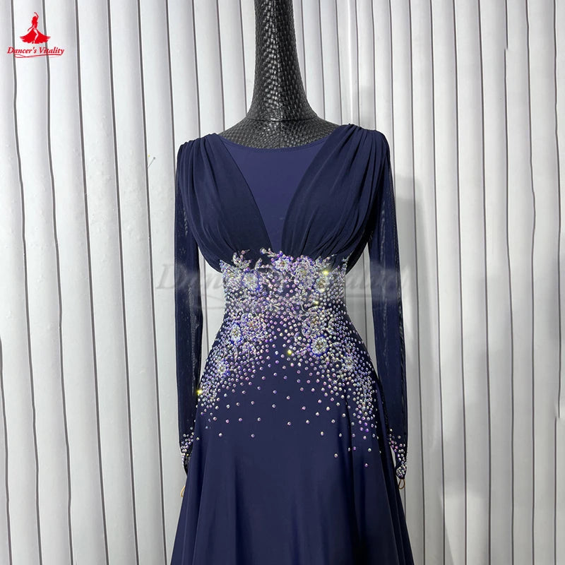 Women's Ballroom Dance Dress With Long Sleeves For Practice Or Competition