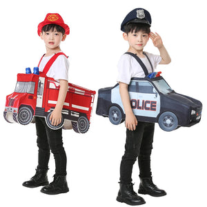 Kids' Red Fire Truck and Black Police Car Costume Play Set