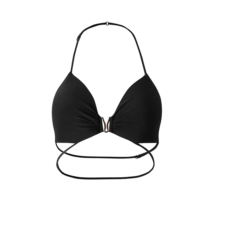 Women's White Halter Neck Draped Cowl Neck High Slit Ruched Maxi Dress for Latin Dance