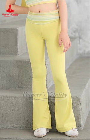 Girls Pink Striped Strapless Fringe Latin Dance Dress