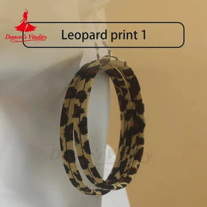 Women's Latin Dance Competition Dress With Tassel, Long Sleeves, Leopard Print