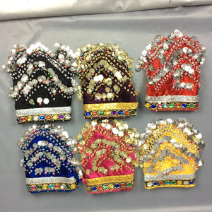 Belly Dance Hip Scarf, Women's Blue Gold Coin & Jewel Embellished Chiffon Waist Wrap, Tribal Fusion Bellydance