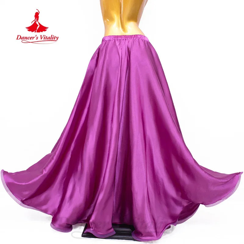 Women's And Kids Belly Dance Long Satin Skirt With Side Slit For Practice