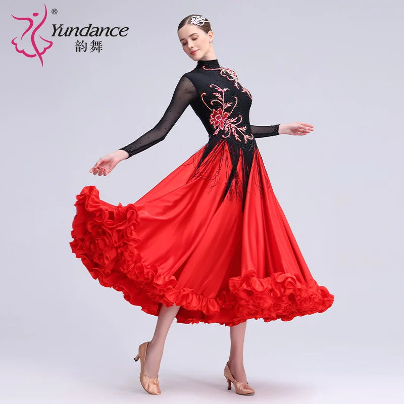 Women's Ballroom Dance Skirt International Standard Chiffon For Practice And Performance