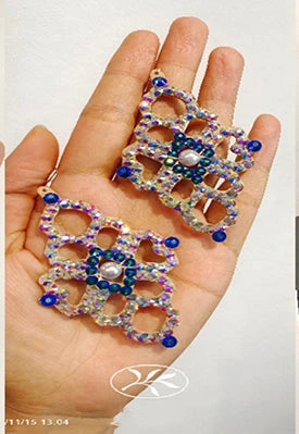 Dance Earrings Women's Iridescent AB Rhinestone Hoop Earrings, Ballroom Latin Salsa Dance Jewelry