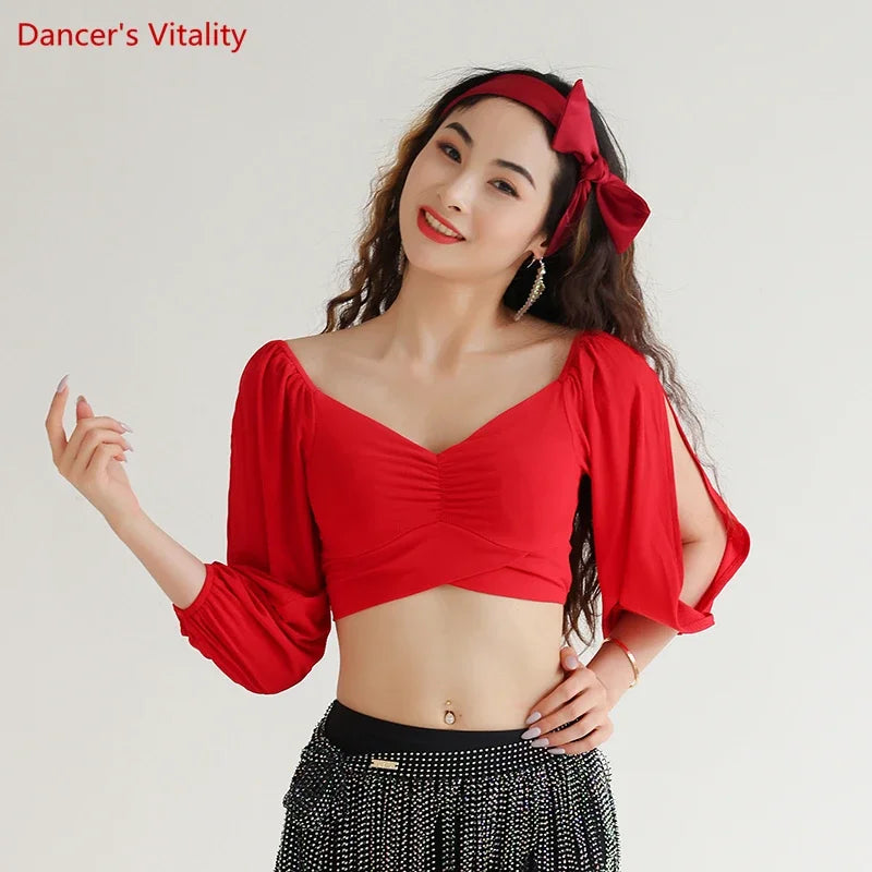 Women's Belly Dance Practice Top Slim-Fit Blouse For Training