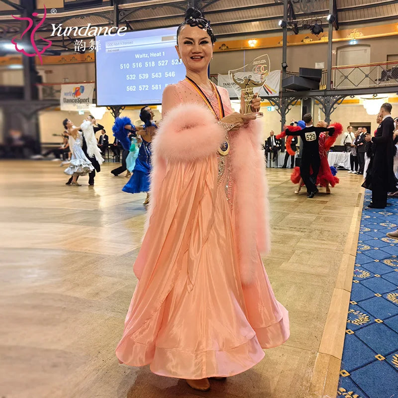 Women's Standard Ballroom Waltz Competition Dress With Rhinestones Multicolor