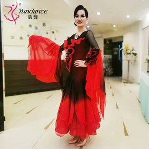 Women's Standard Ballroom Waltz Dance Dress With Rhinestones Multicolor For Competition Performance