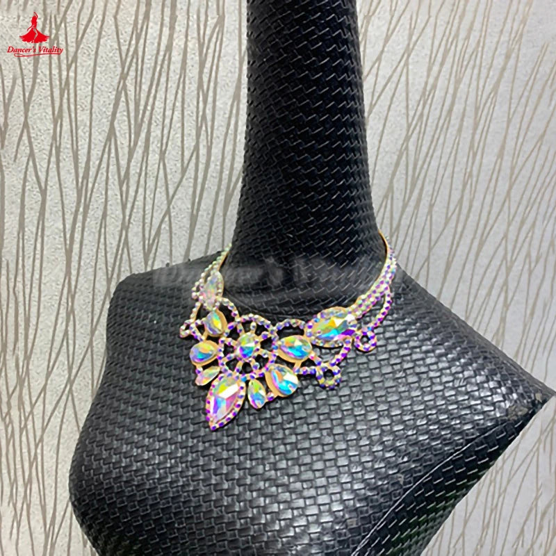 Dance Choker Necklace, Women's, Iridescent AB Rhinestone Crystal, Statement, Ballroom Latin Dance