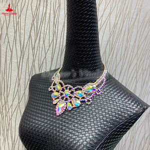 Dance Choker Necklace, Women's, Iridescent AB Rhinestone Crystal, Statement, Ballroom Latin Dance