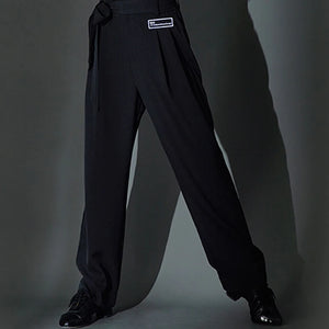 Boys Ballroom Dance Shirt with Lace-Up Neckline and High-Waisted Trousers, White, Lavender, Black Long Sleeve Latin Dance Top and Pants Set